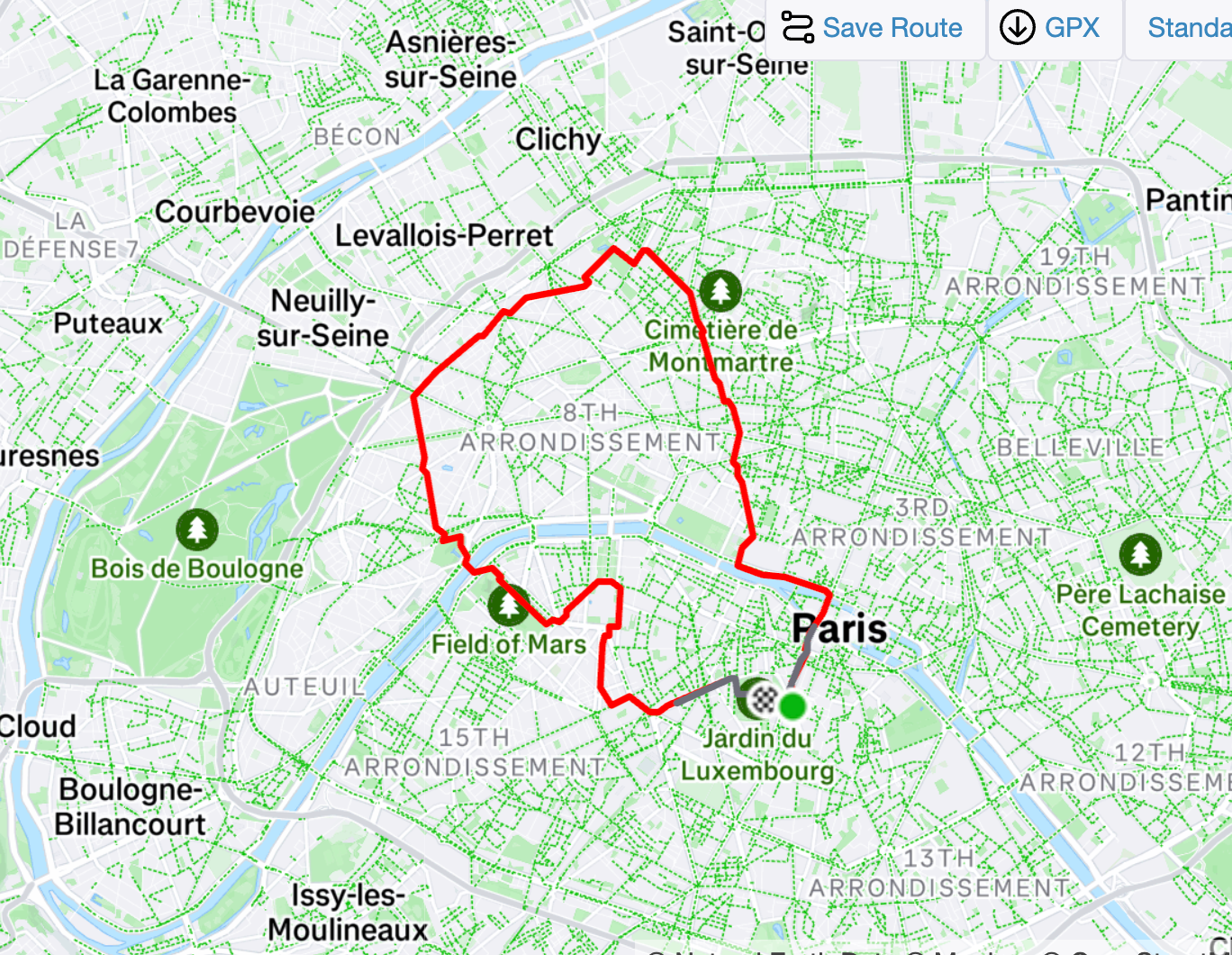 The route of the run