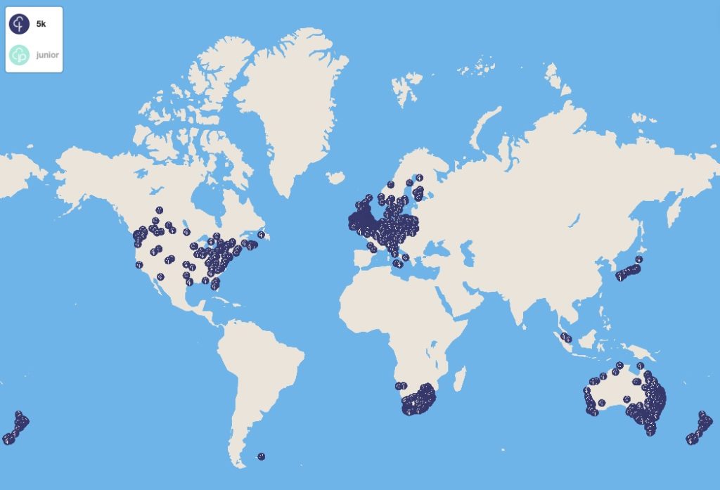 Map of ParkRuns