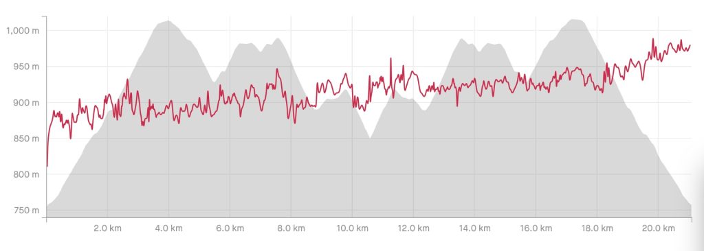 Race profile with heart rate