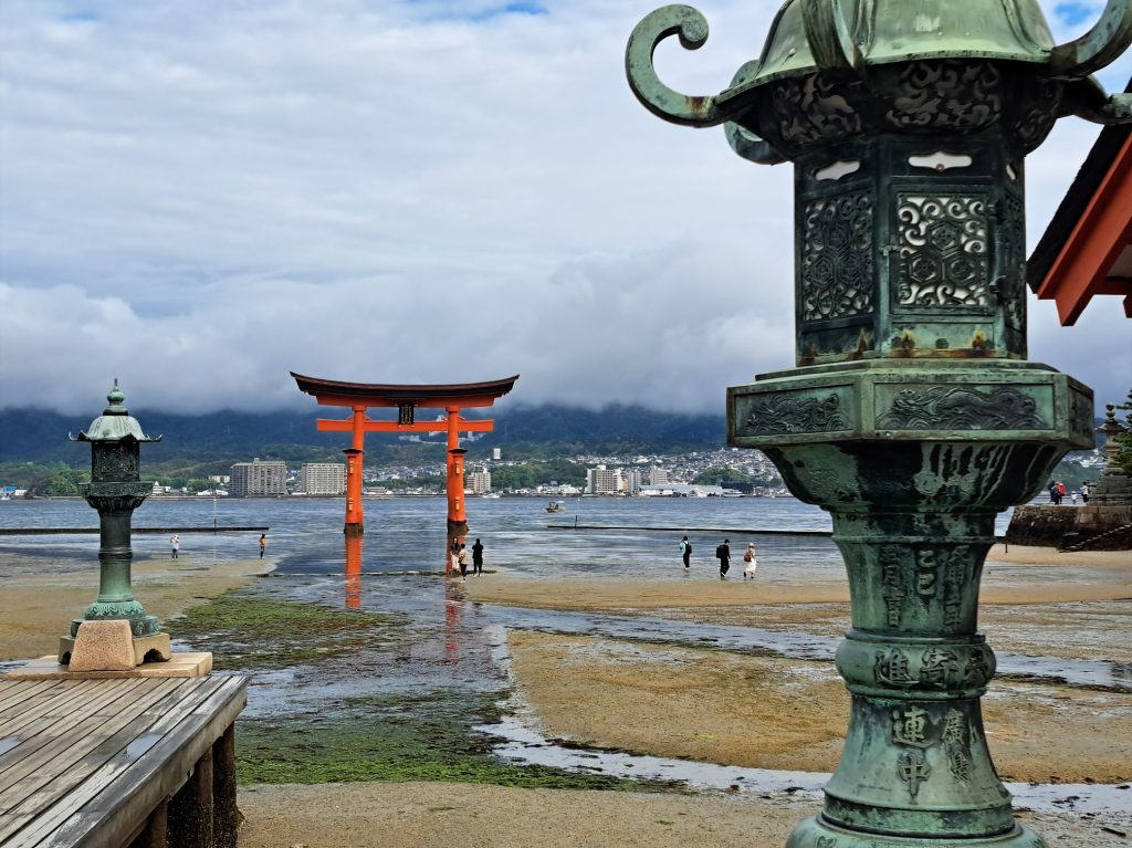 View of the Great Torii gate from near the temple