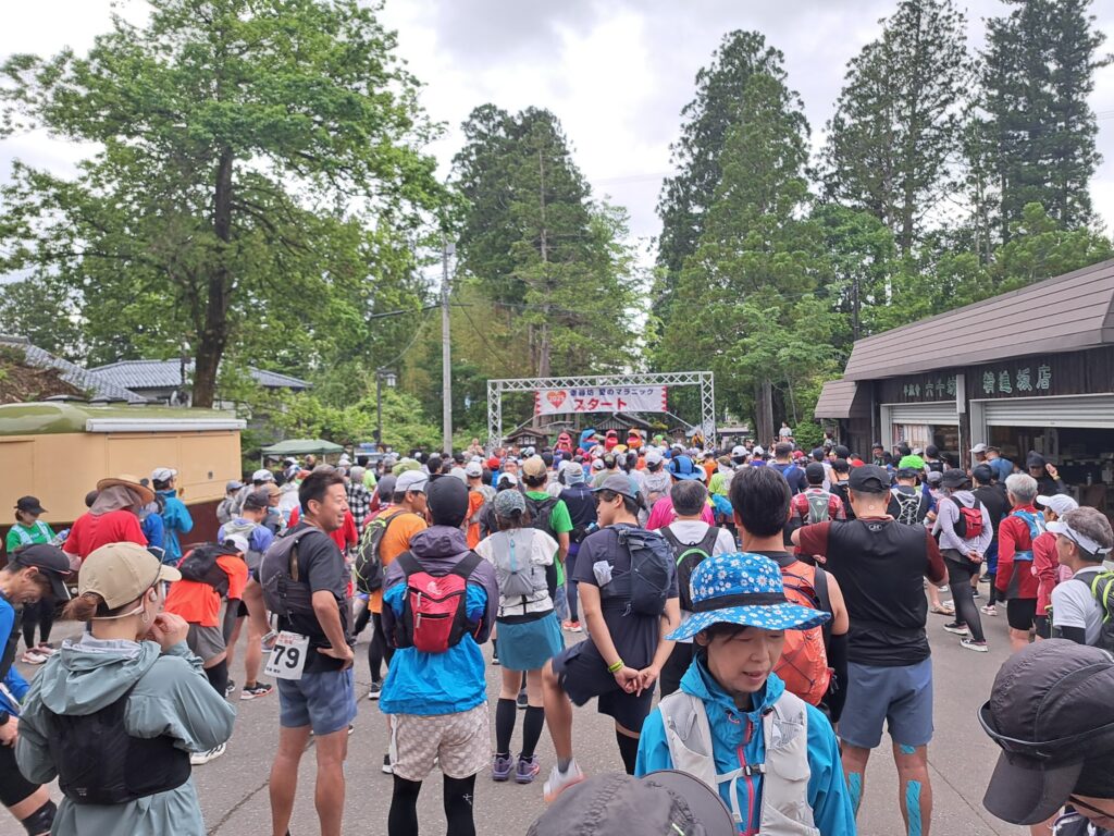 Runners assembled at the start line.