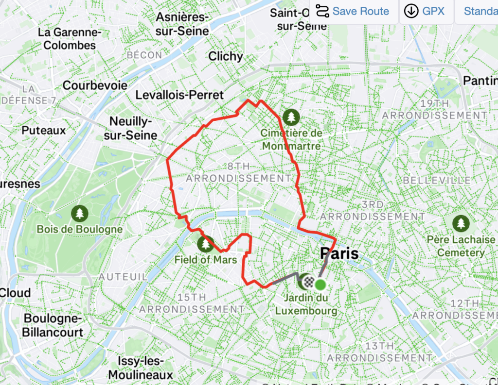 The route of the run